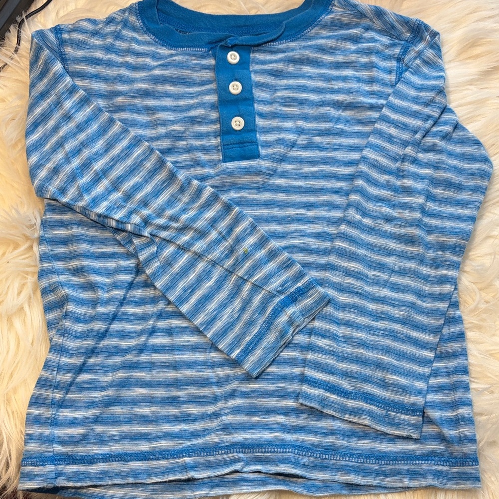 Crazy 8 Blue and White Striped Long Sleeve Henley